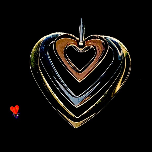 Milor Jewelry - Three Tri Color Open Heart Pendant